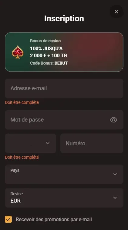 WinKingdom Casino registr